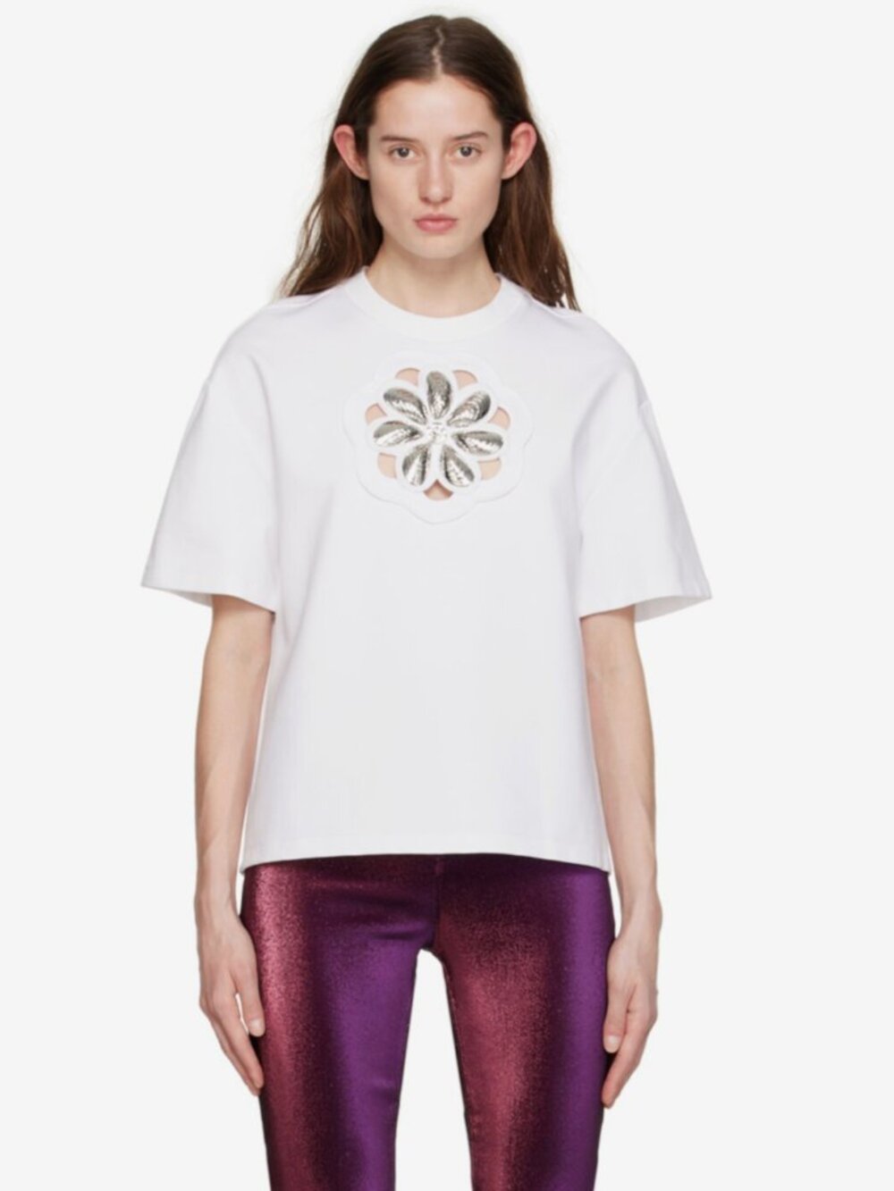 AREA NYC White Mussel Flower T-Shirt